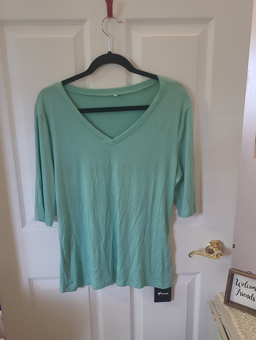 Very Soft Light Mint V-Neck Women's Top Bin 5